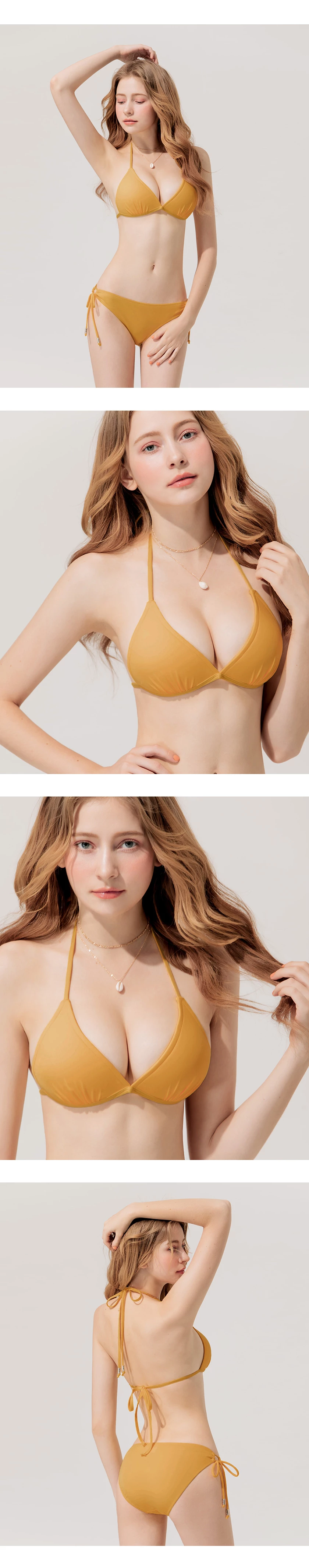 素色爆乳單綁帶比基尼(厚杯款)