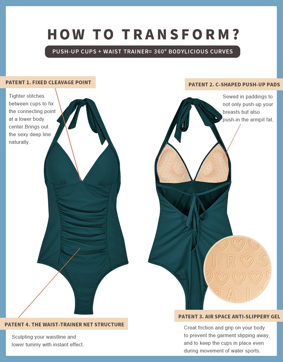 【SLIMMING】Halter Waist Trainer Sculpting Swimsuit Push Up Bra Padded 【SLIMMING】Halter Waist Trainer Sculpting Swimsuit Push Up Bra Padded