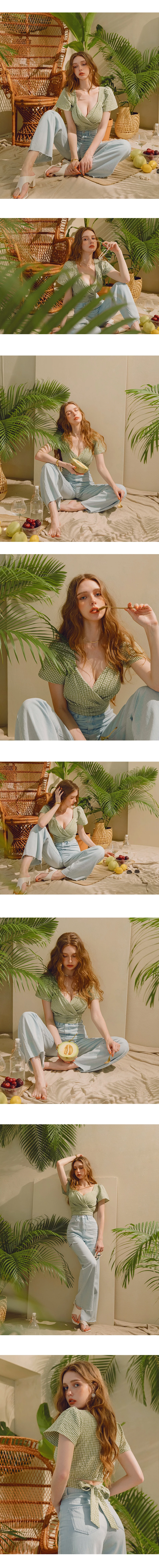 Deep V Tie-Back Gingham Top Deep V Tie-Back Gingham Top