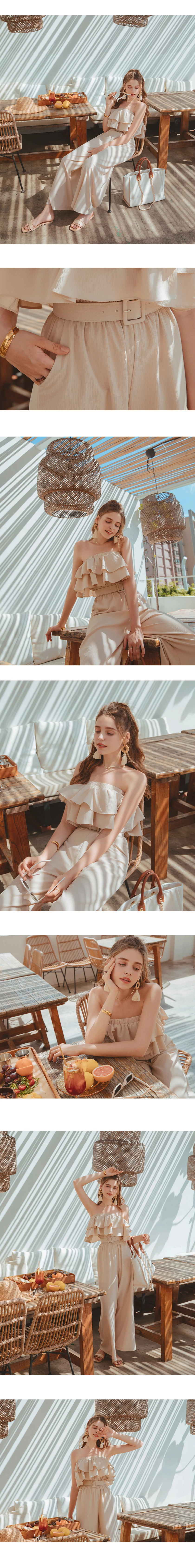 Layered-Ruffle Tube Jumpsuit (With Belt) Layered-Ruffle Tube Jumpsuit (With Belt)