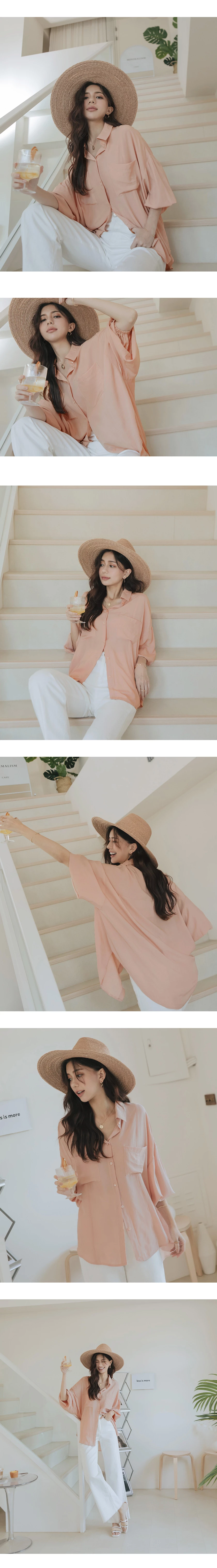 慵懶澎袖涼感襯衫