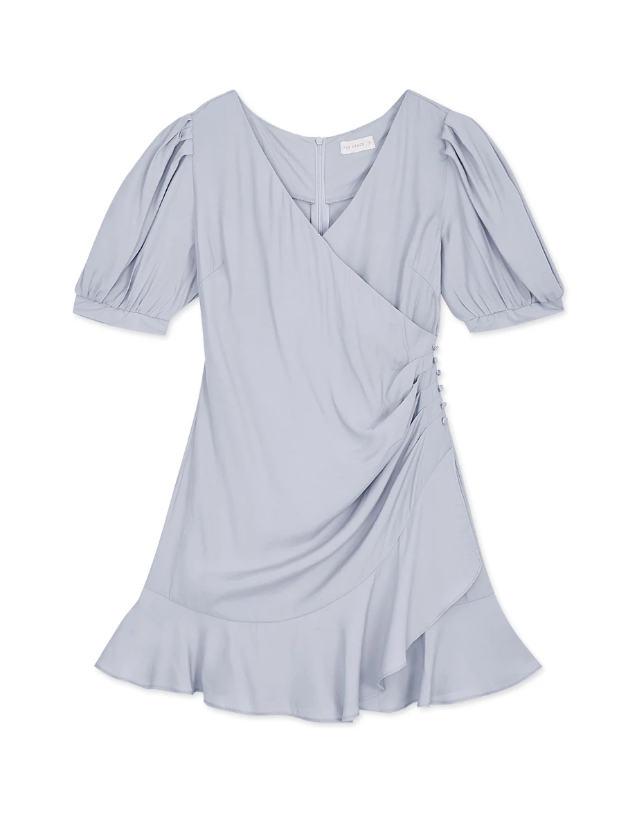Asymmetrical Ruched Frill Hem Mini Dress Asymmetrical Ruched Frill Hem Mini Dress