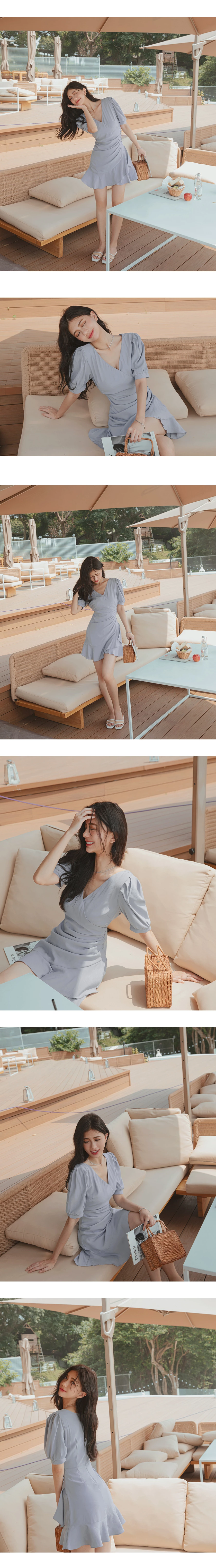Asymmetrical Ruched Frill Hem Mini Dress Asymmetrical Ruched Frill Hem Mini Dress