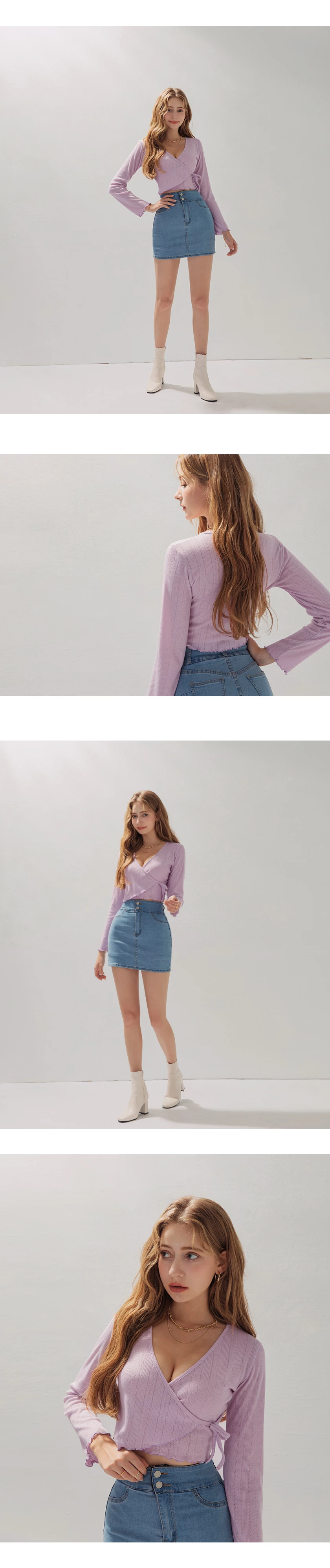 Criss-Cross Lettuce-Edge Hem Side-Tie Crop Top
