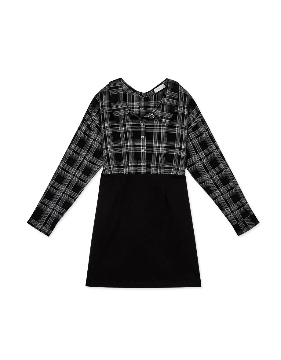 2Way Checkered Splice Mini Dress