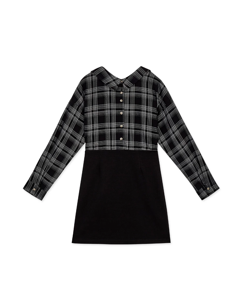 2Way Checkered Splice Mini Dress