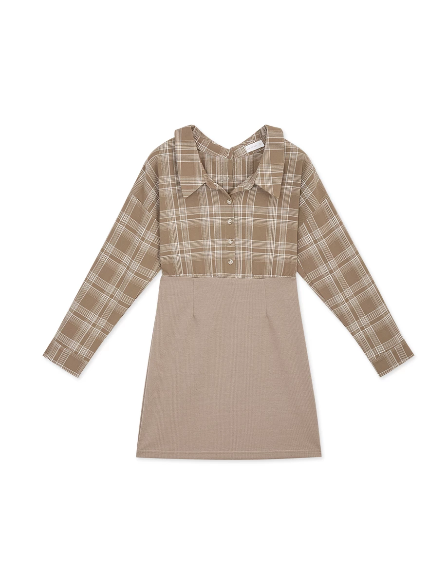 2Way Checkered Splice Mini Dress 2Way Checkered Splice Mini Dress