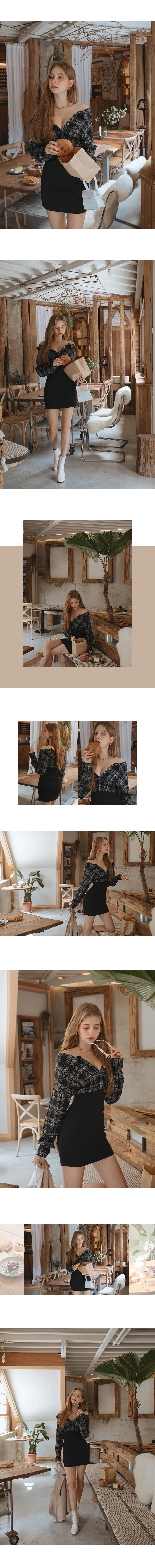 2Way Checkered Splice Mini Dress