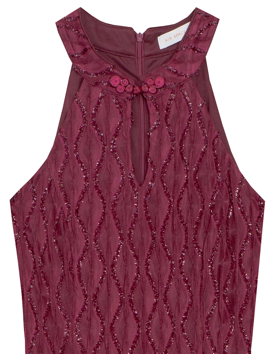 Qipao DRESS Mermaid Fabric Halter Neck Cheongsam Maxi Midi Dress