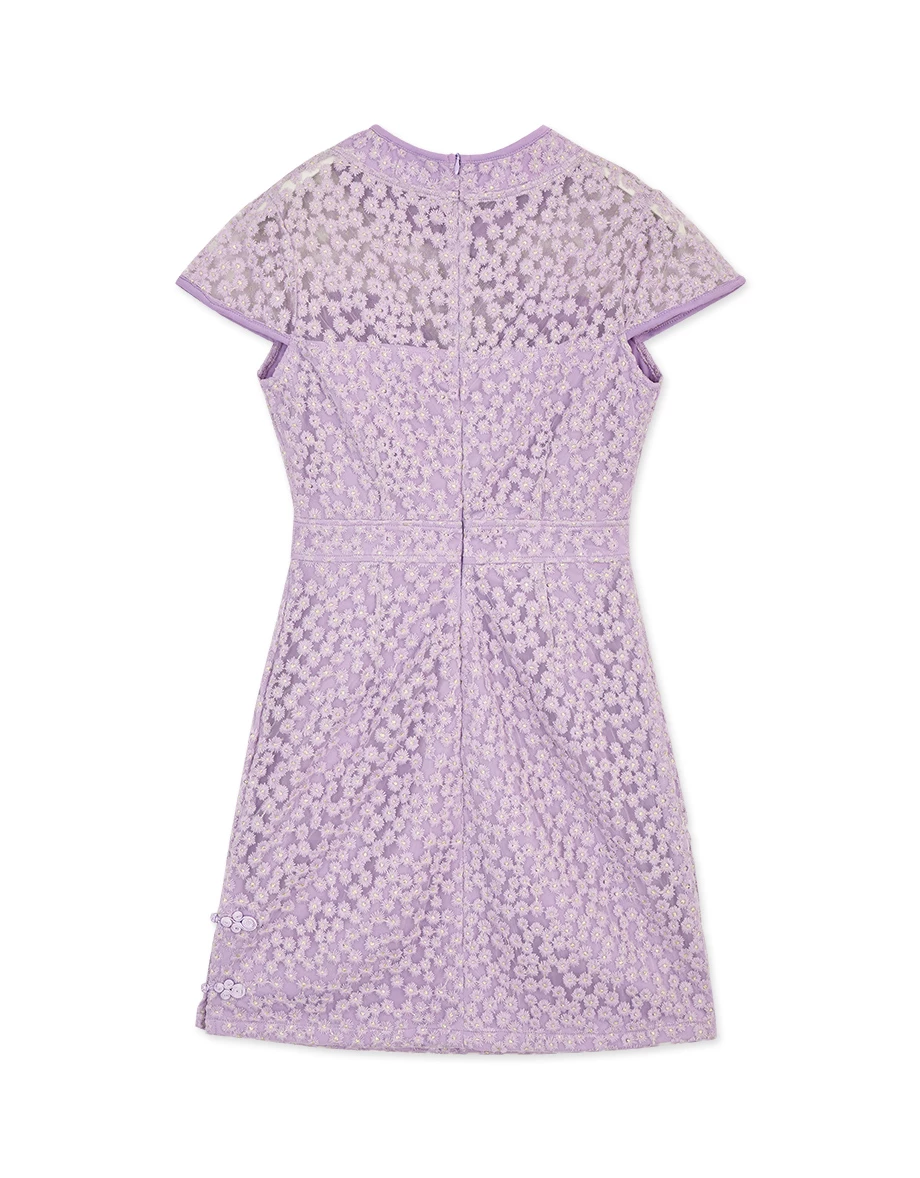 Qipao DRESS With Side Slit Lace Mini Exclusive Design Cheongsam