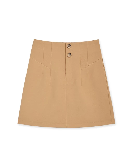 360° High Waisted Button Pleated Suit Skort