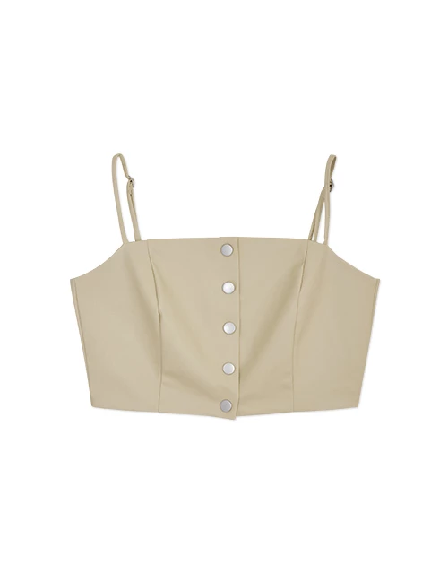 Trendy Thin Strap Faux Leather Cami Top