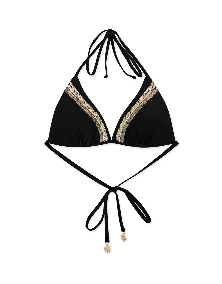 【PUSH UP】Bikini TOP Totem Embroidered Single Tie Strap Push Up Bikini Top (Thick Padded) 【PUSH UP】Bikini TOP Totem Embroidered Single Tie Strap Push Up Bikini Top (Thick Padded)
