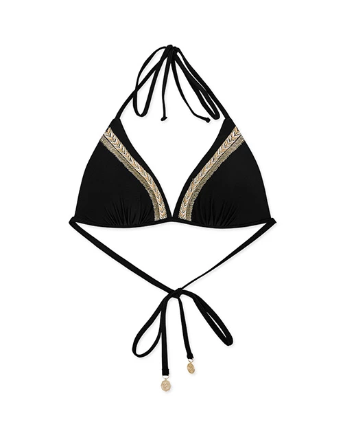 【PUSH UP】Bikini TOP Totem Embroidered Single Tie Strap Push Up Bikini Top (Thick Padded) 【PUSH UP】Bikini TOP Totem Embroidered Single Tie Strap Push Up Bikini Top (Thick Padded)