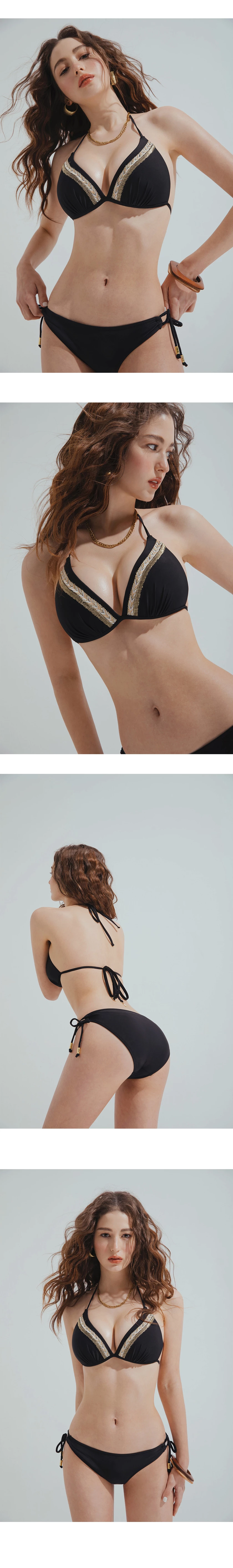 【PUSH UP】Bikini TOP Totem Embroidered Single Tie Strap Push Up Bikini Top (Thick Padded) 【PUSH UP】Bikini TOP Totem Embroidered Single Tie Strap Push Up Bikini Top (Thick Padded)