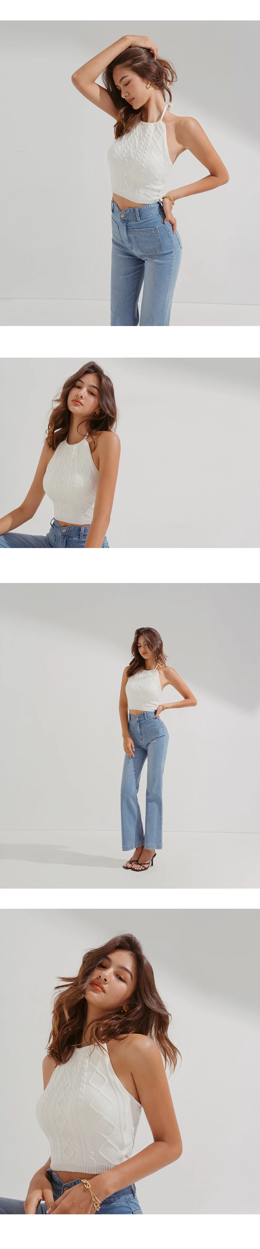 Cut Shoulder Strap Short Twist Knit Cami Top(With Padding)