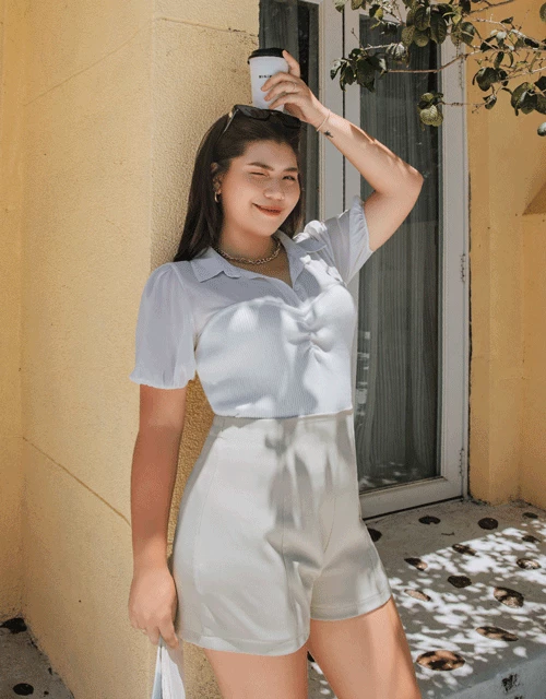 Sweet Panelled Lapel Top