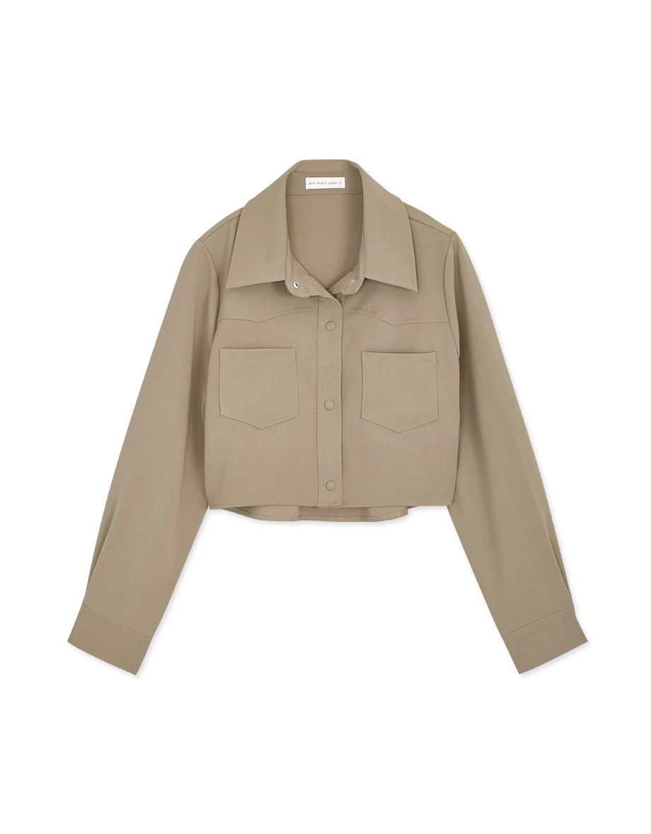 British Crop Button-Down Blazer Jacket