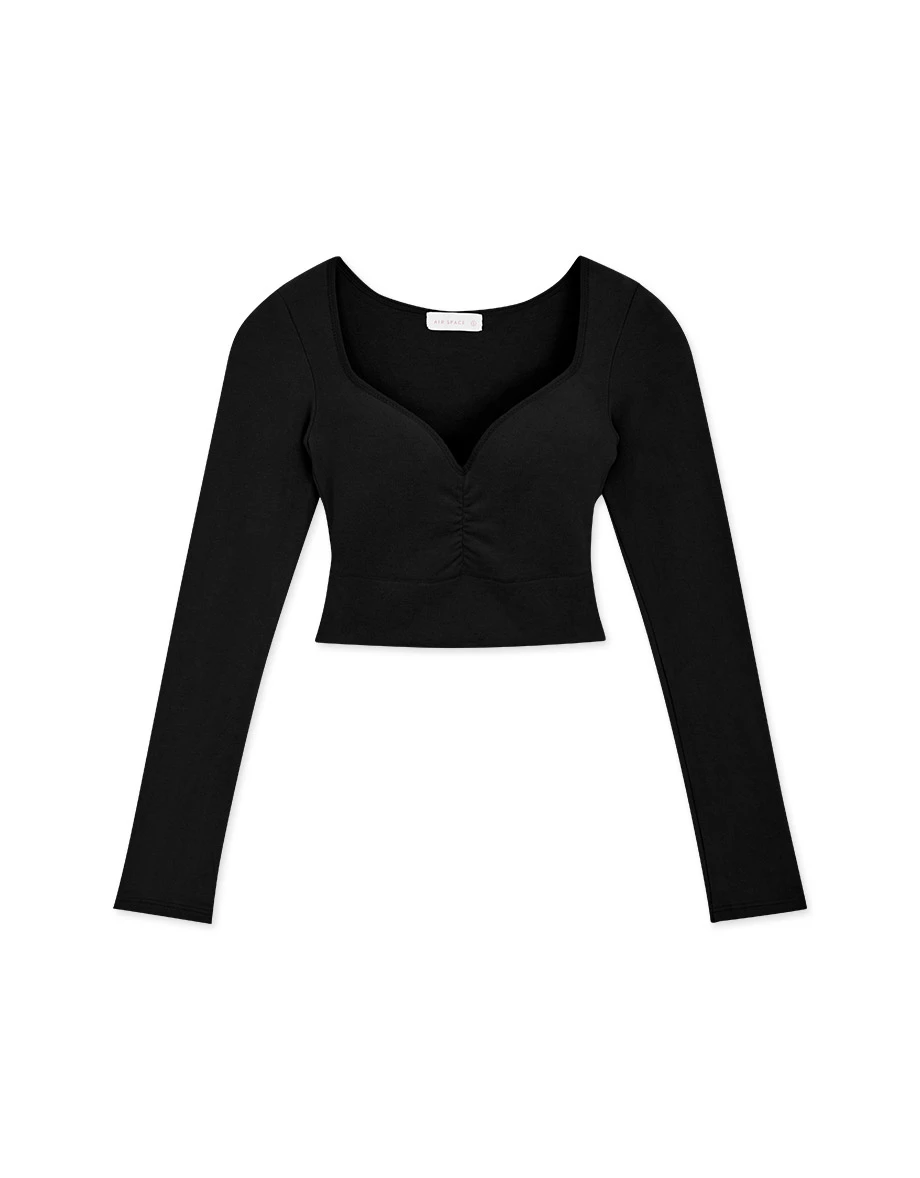 【WARM↑UP 2.0】Vネック裏起毛ギャザーBRA TOP 【WARM↑UP 2.0】Vネック裏起毛ギャザーBRA TOP