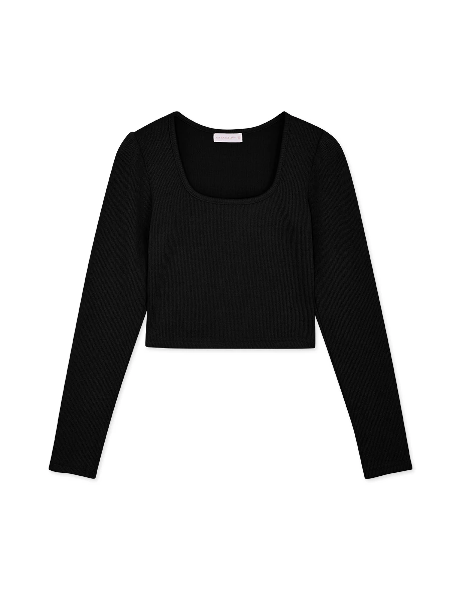 【Porima' Picks】U Neck Straight Grain Crop Fit Top