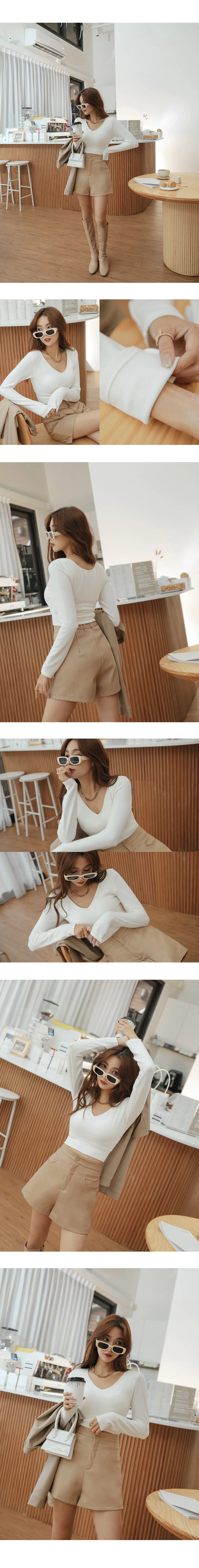 【Warm↑ Up】V Neck Warm Up Heated Crop Bra Top