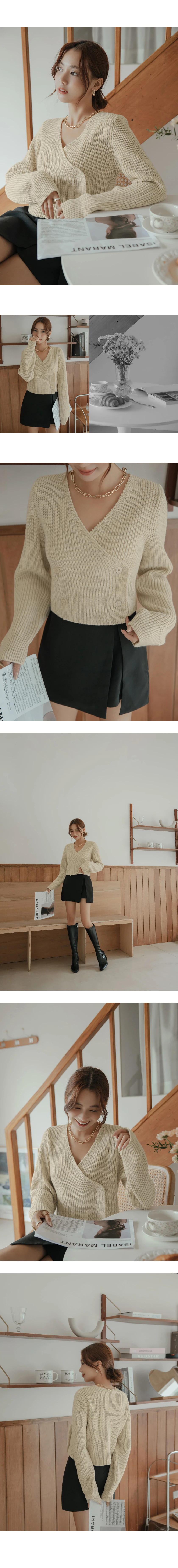 Overlap V Neck Double Knit Top Overlap V Neck Double Knit Top
