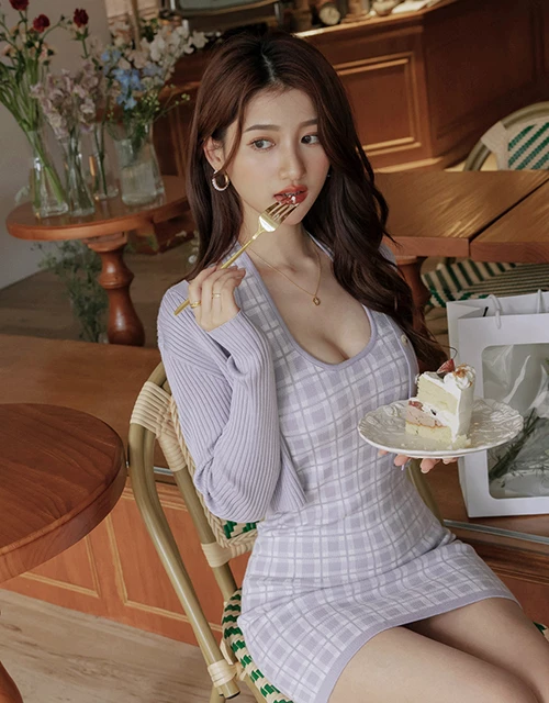 Halter Neck Two Piece Plaid Tank Dress Halter Neck Two Piece Plaid Tank Dress