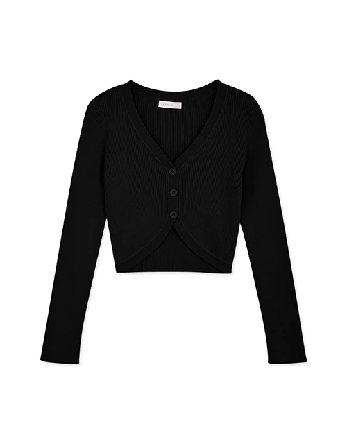 V Neck Irregular Knit Crop Top