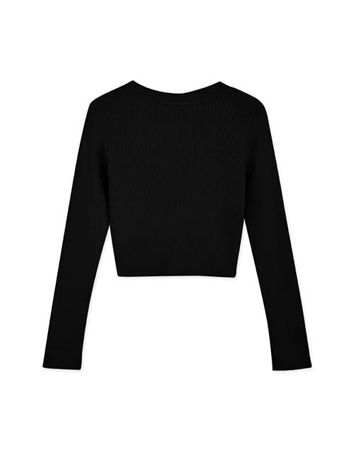 V Neck Irregular Knit Crop Top