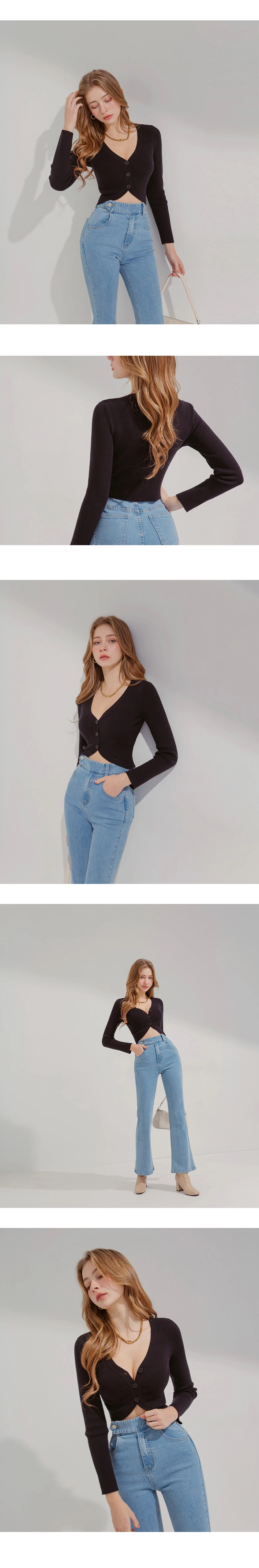 V Neck Irregular Knit Crop Top