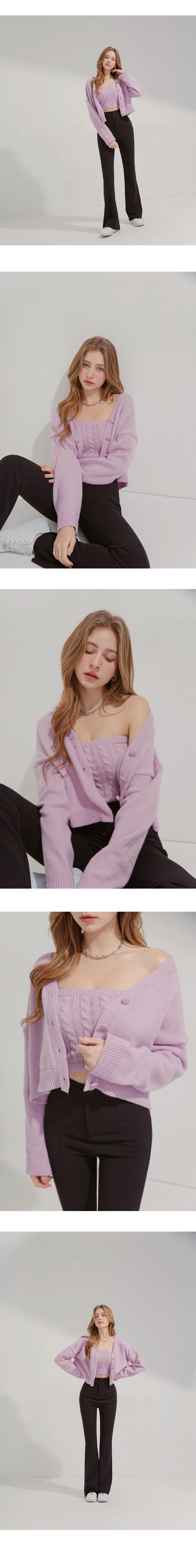 Buttoned Oversized Two Piece Knit Top