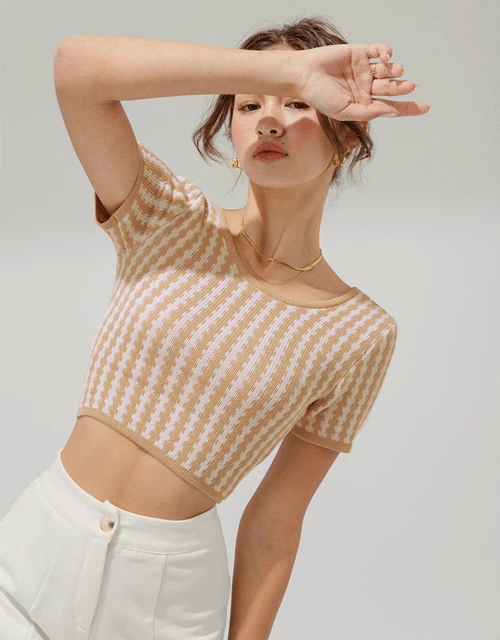 2Way Square Neck Tie Cropped Knit Top
