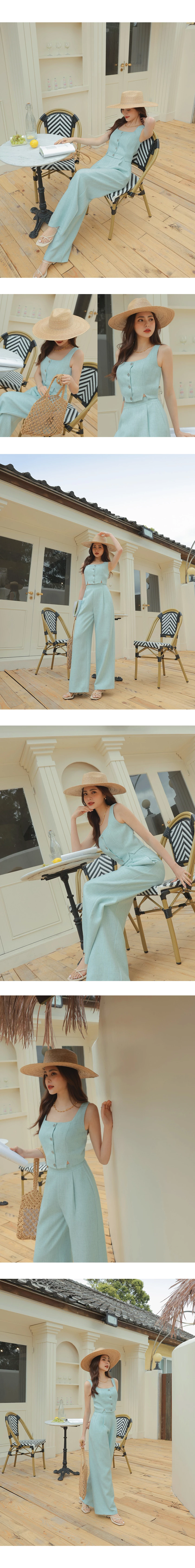 Tweed Pleated Wide Pants