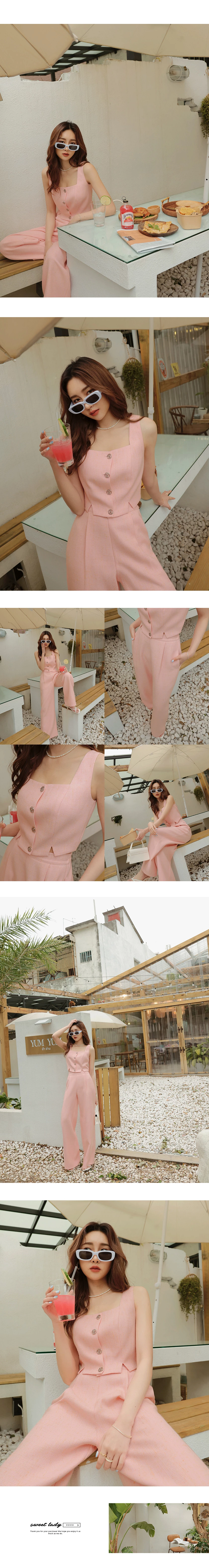 Tweed Pleated Wide Pants