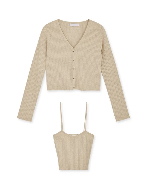 V-Neck Two-Piece Knit Crop Top