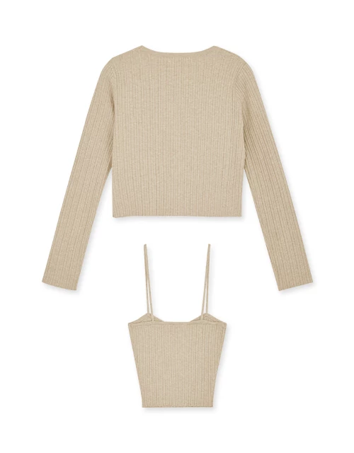 V-Neck Two-Piece Knit Crop Top