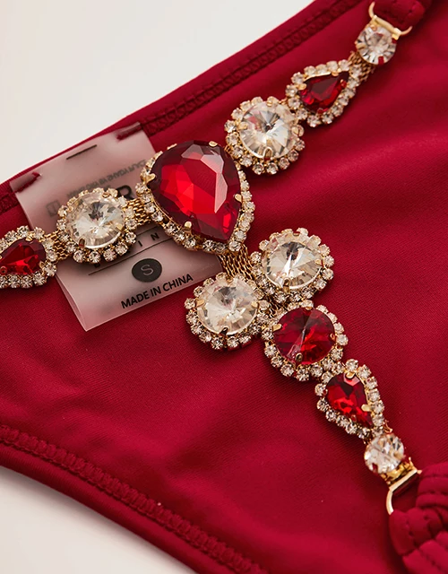 寶石水鑽丁字泳褲