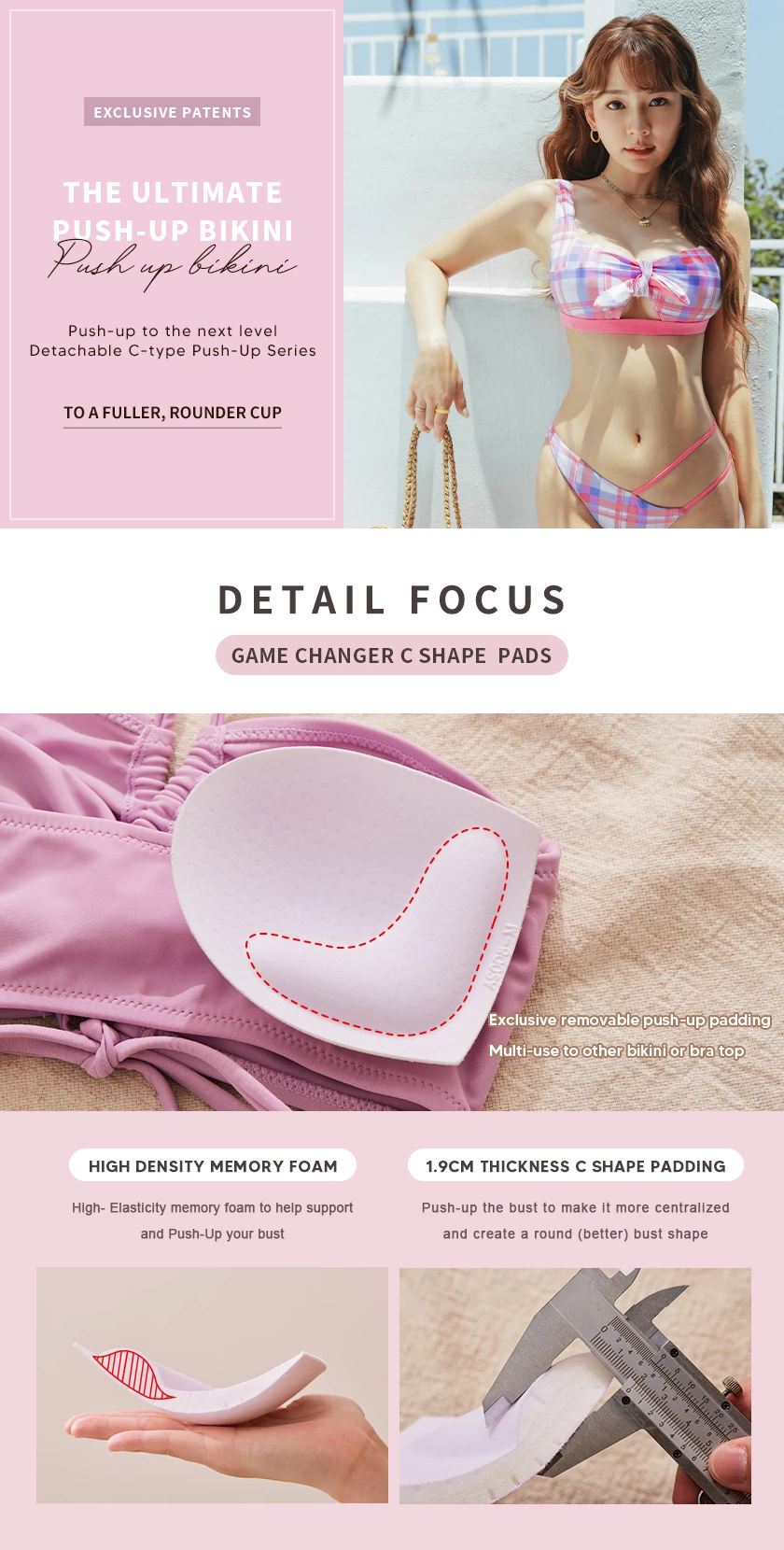 【I am CIRCLE】 Bikini TOP Push Up Multi-Way Chest Hollow Cross Strap Bikini