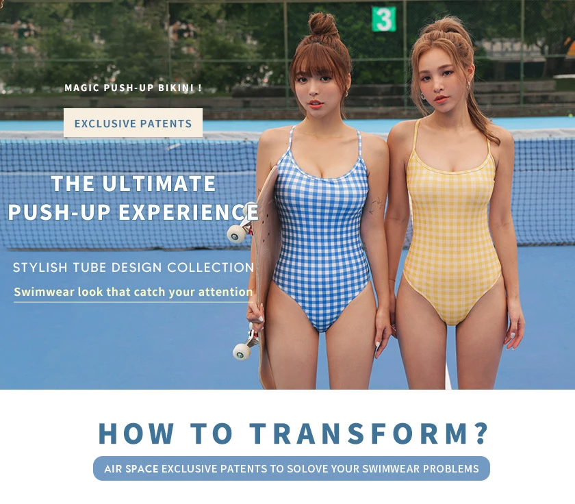 【I am CIRCLE】Collab- Plaid Lace-Up One-Piece Swimsuit