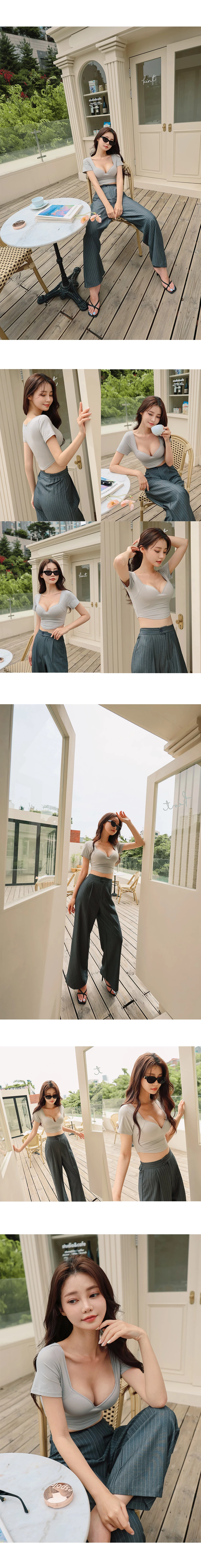 極致涼感爆乳圓弧短版合身BRA TOP
