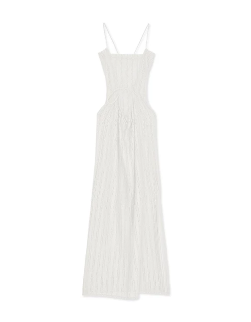 【BEACH COVER】Hollow Crochet SideSlit Long Dress