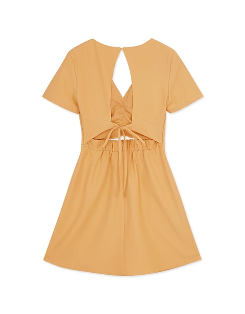Back Hollow Strap Mini Dress (With Padding) Back Hollow Strap Mini Dress (With Padding)