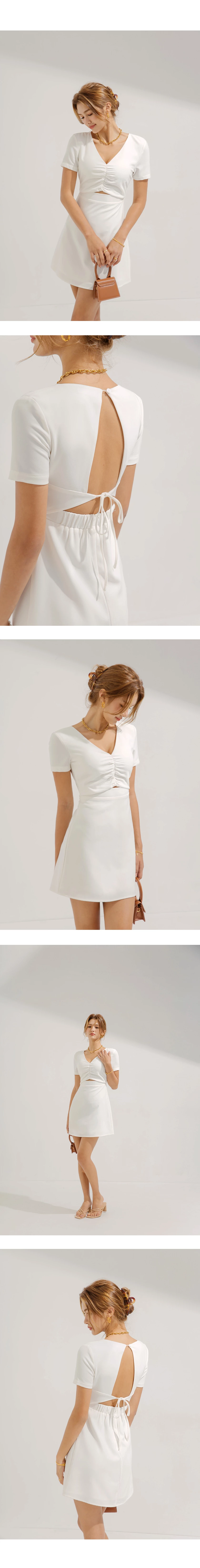 Back Hollow Strap Mini Dress (With Padding) Back Hollow Strap Mini Dress (With Padding)