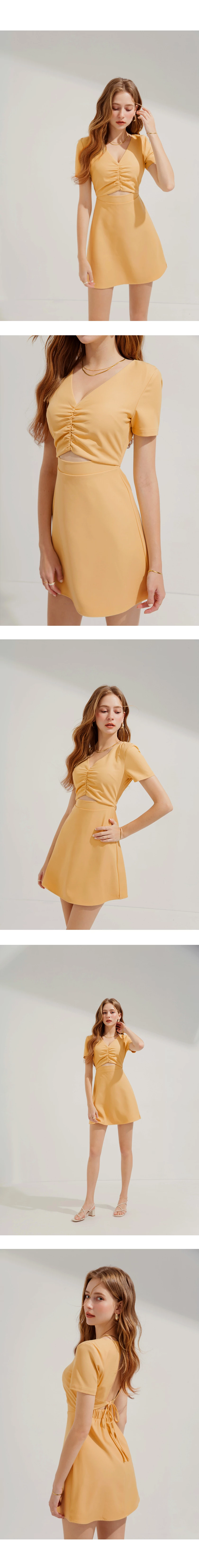 Back Hollow Strap Mini Dress (With Padding) Back Hollow Strap Mini Dress (With Padding)