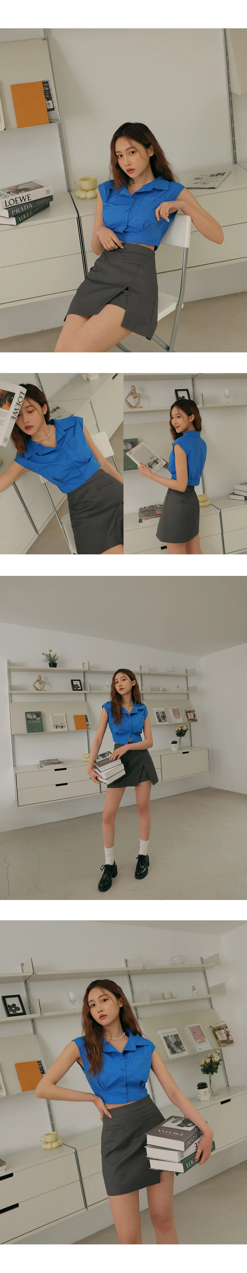 Open Collar Button Down Tank Shirt Open Collar Button Down Tank Shirt