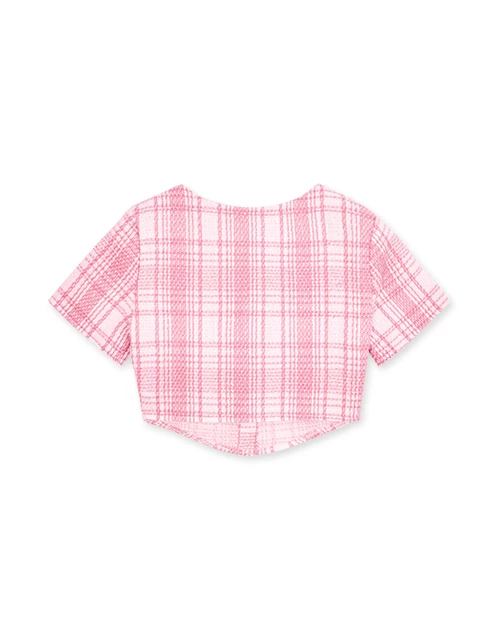 Classic Tweed Checkered Buttoned Top Classic Tweed Checkered Buttoned Top
