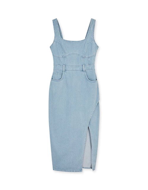 Très Chic Denim Slit Maxi Dress Très Chic Denim Slit Maxi Dress
