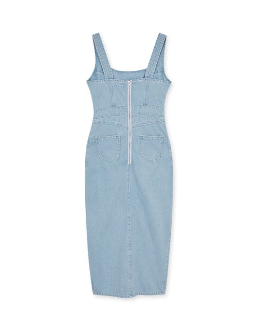 Très Chic Denim Slit Maxi Dress Très Chic Denim Slit Maxi Dress