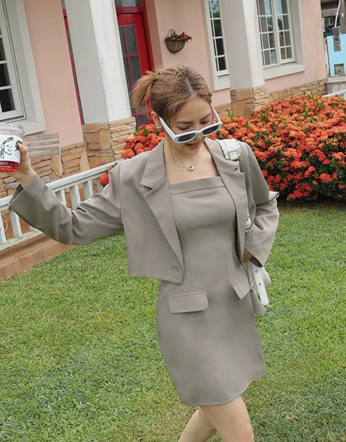 舒適細肩平口短洋裝