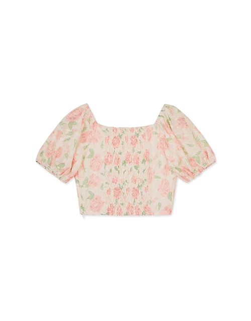 2WAY法式碎花旗袍中國結短袖上衣